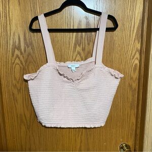 Forever 21 Pink Smocked Ruffled Crop Tank Top